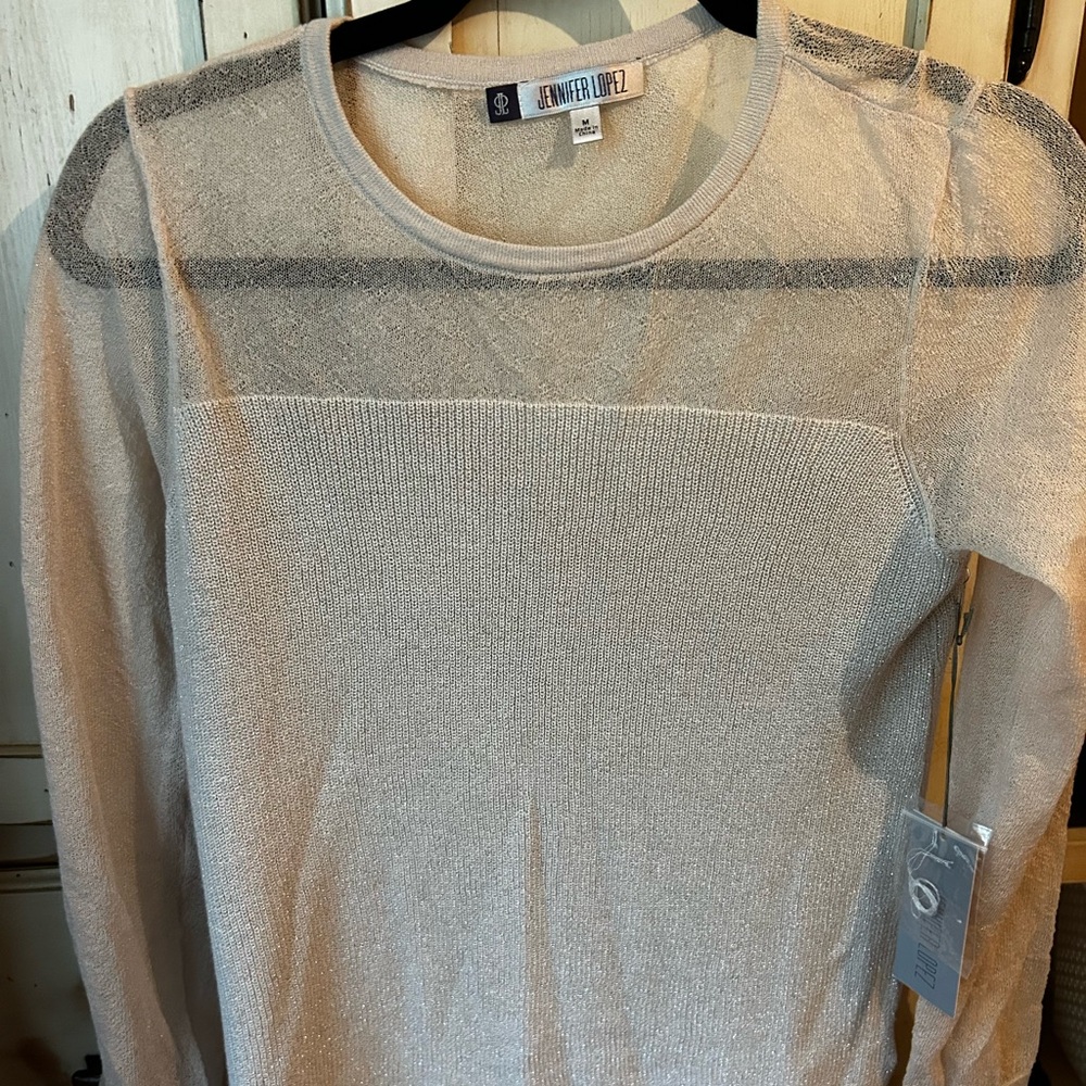 Jennifer Lopez Shimmering Pink & Gray Top